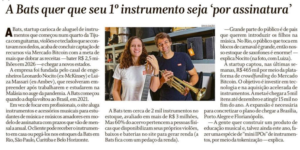 Reportagem sobre BATS no jornal O Globo